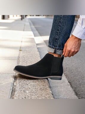 Men's Black Chelsea Boots - Classic Slip-On Ankle Boot